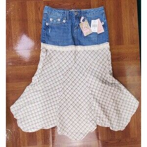 Y2K Candies Womens Jean Midi Skirt 5 Handkerchief Hem Boho Cowgirl Rodeo Indie